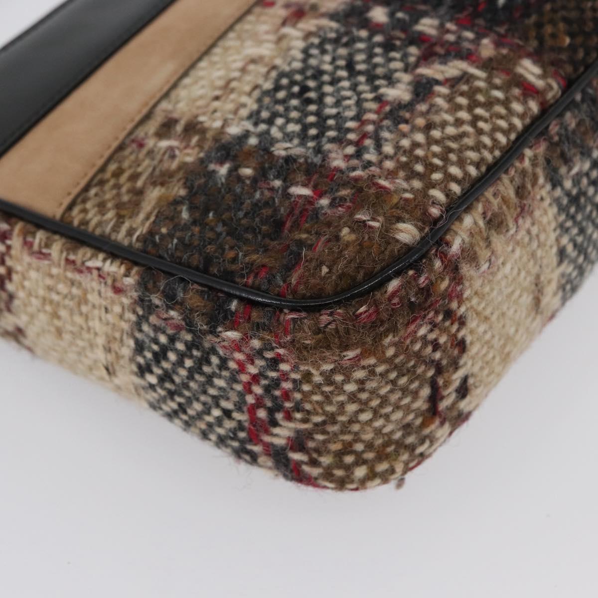 BURBERRY Nova Check Shoulder Bag Wool Beige Gold Auth 172950