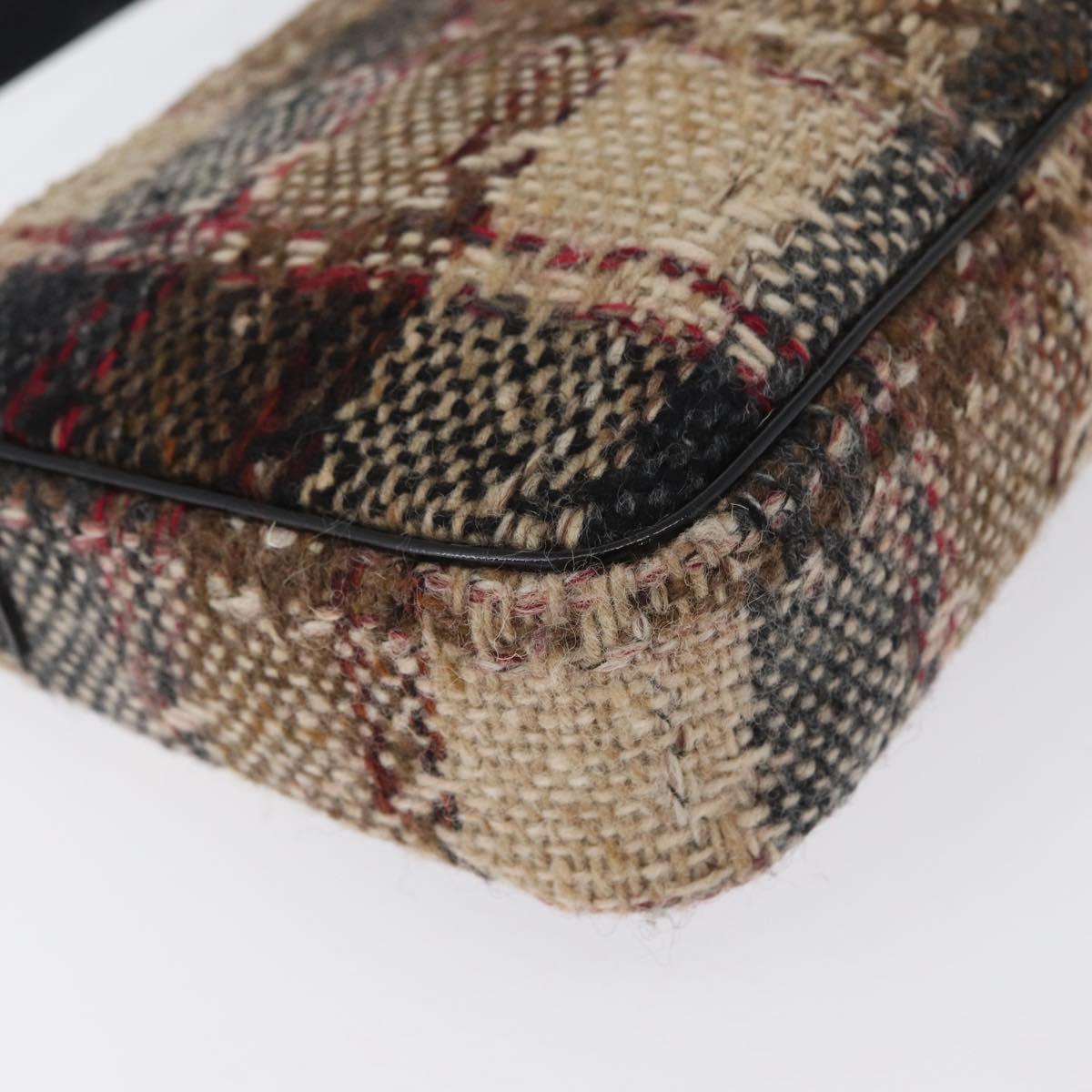 BURBERRY Nova Check Shoulder Bag Wool Beige Gold Auth 172950