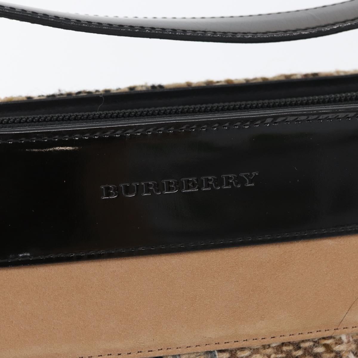 BURBERRY Nova Check Shoulder Bag Wool Beige Gold Auth 172950