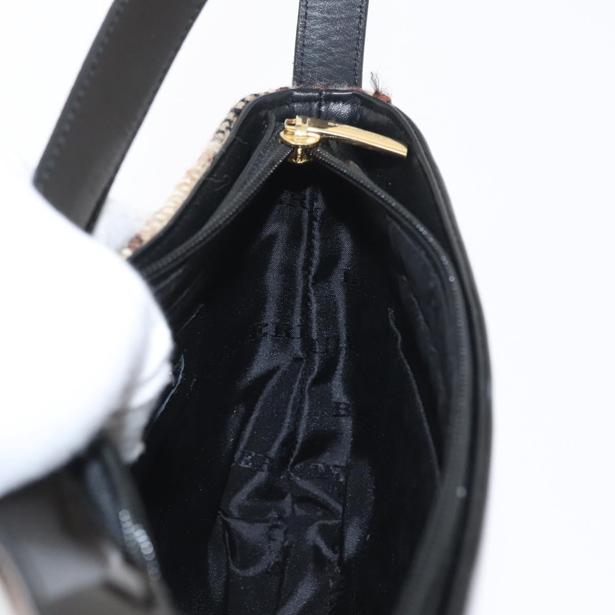 BURBERRY Nova Check Shoulder Bag Wool Beige Gold Auth 172950