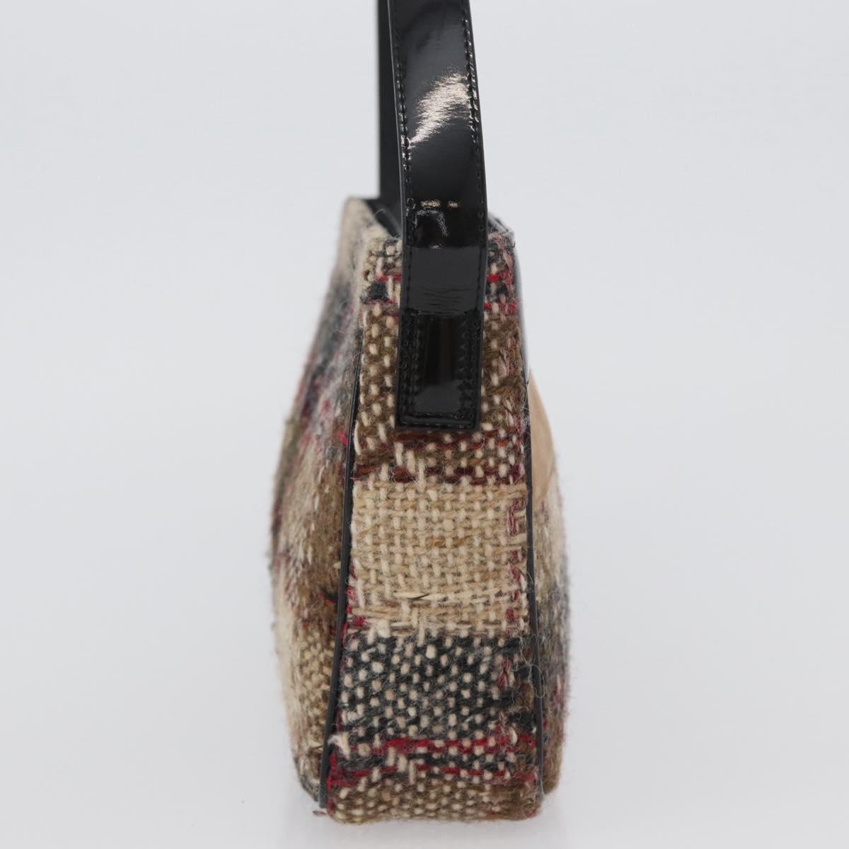 BURBERRY Nova Check Shoulder Bag Wool Beige Gold Auth 172950