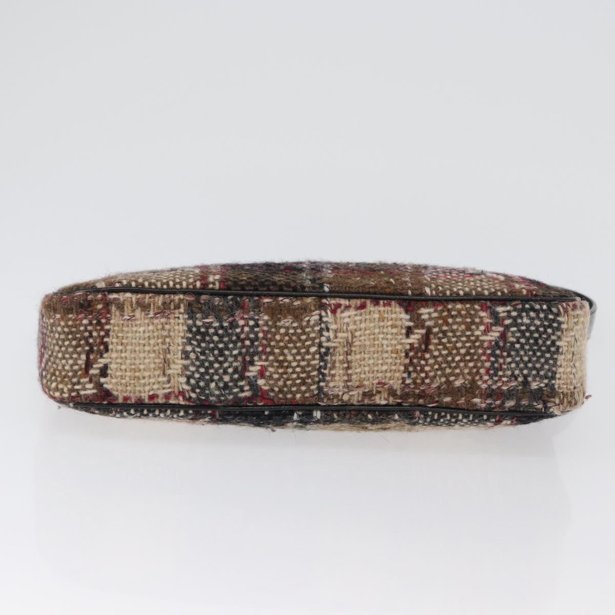 BURBERRY Nova Check Shoulder Bag Wool Beige Gold Auth 172950