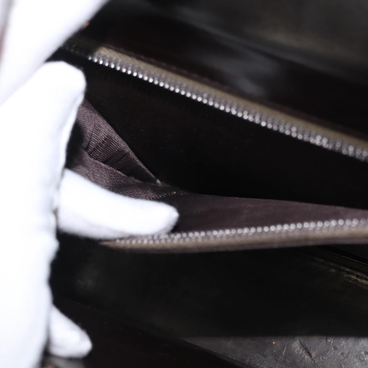 GUCCI Hand Bag Leather Brown Gold Auth 172960