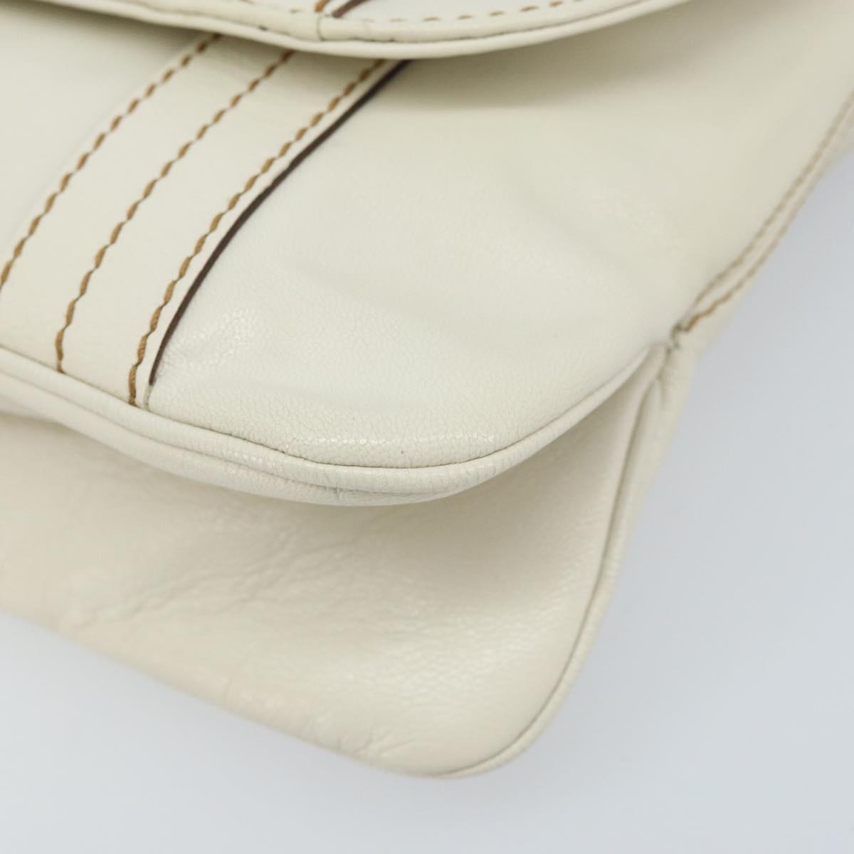 GUCCI Hand Bag Leather White Silver 113014 Auth 172961