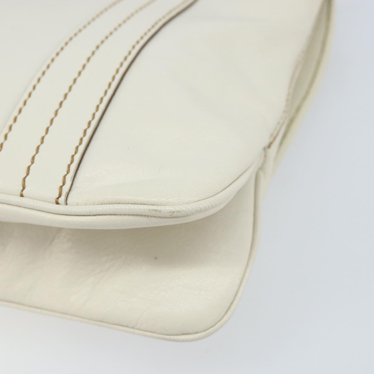 GUCCI Hand Bag Leather White Silver 113014 Auth 172961