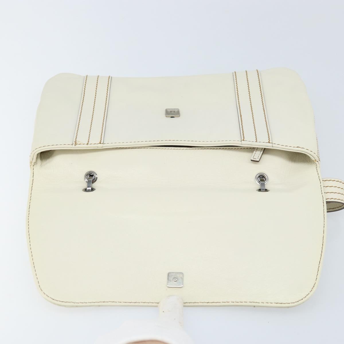 GUCCI Hand Bag Leather White Silver 113014 Auth 172961