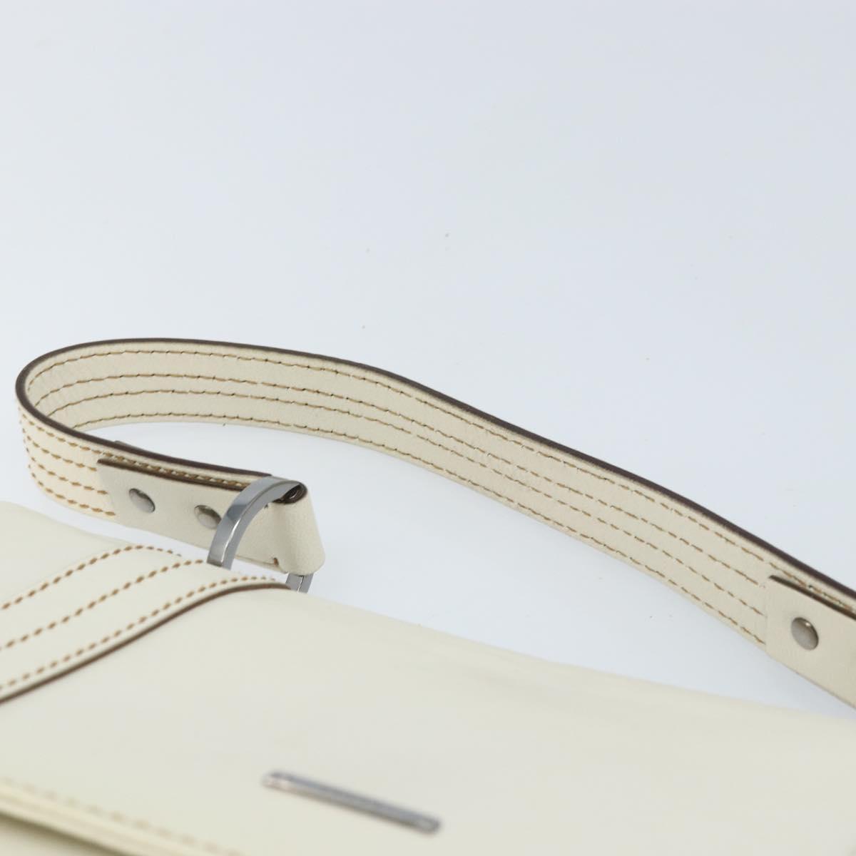 GUCCI Hand Bag Leather White Silver 113014 Auth 172961