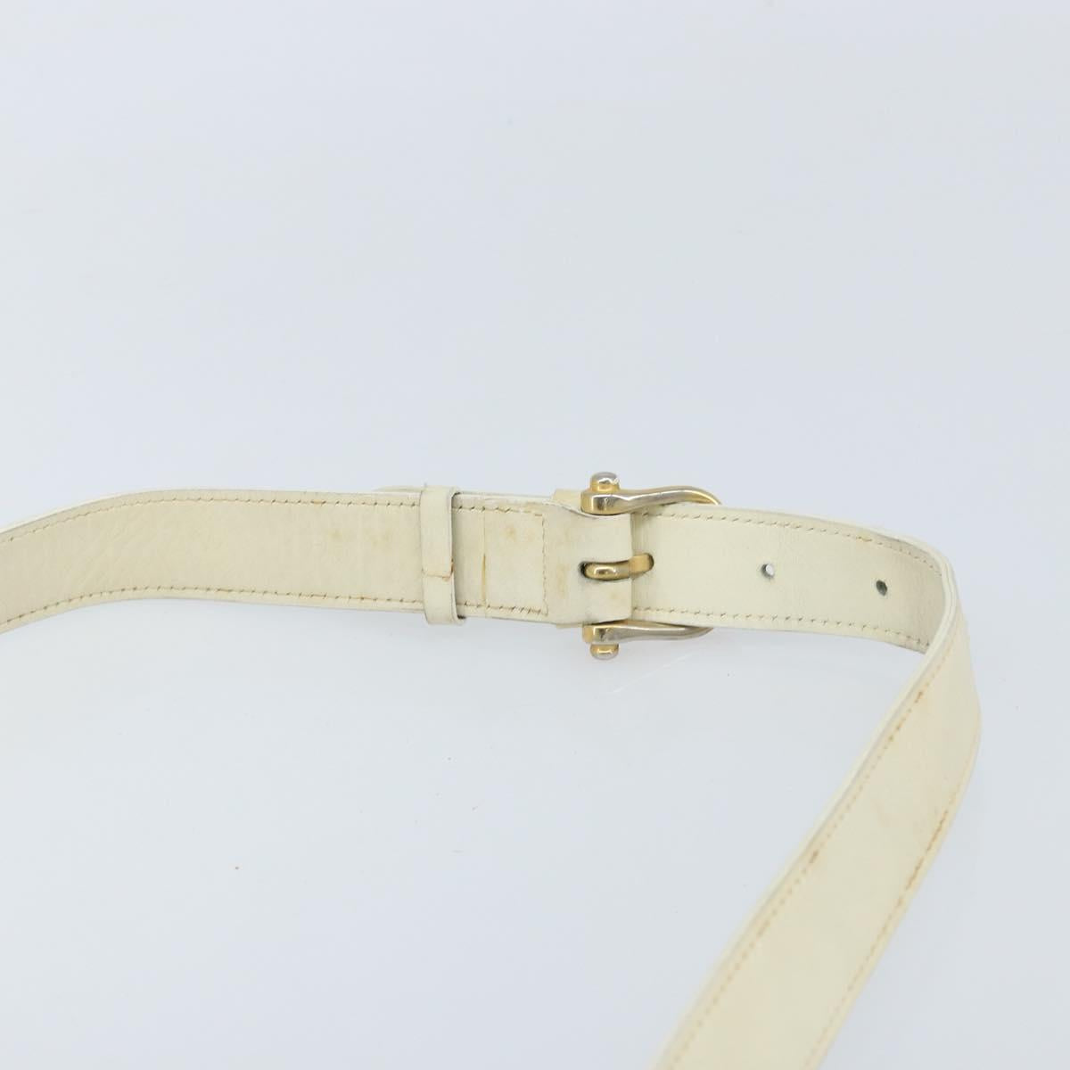 CELINE Macadam Canvas Horse Carriage Shoulder Bag Leather White Gold Auth 172964