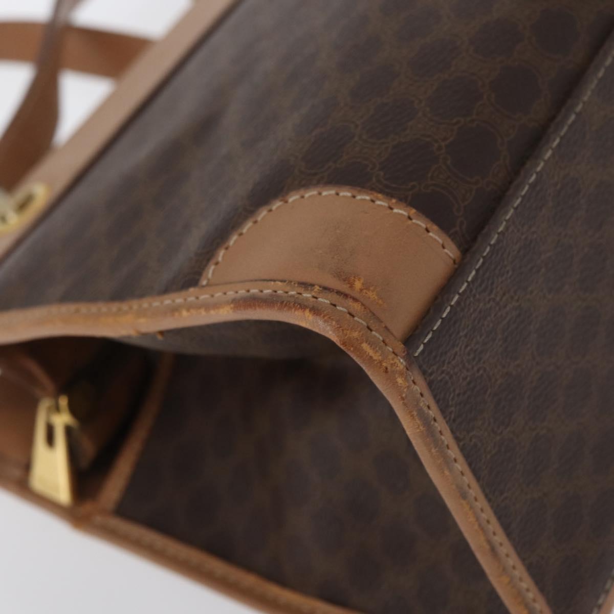 CELINE Macadam Canvas Hand Bag PVC Leather Brown Gold Auth 172965