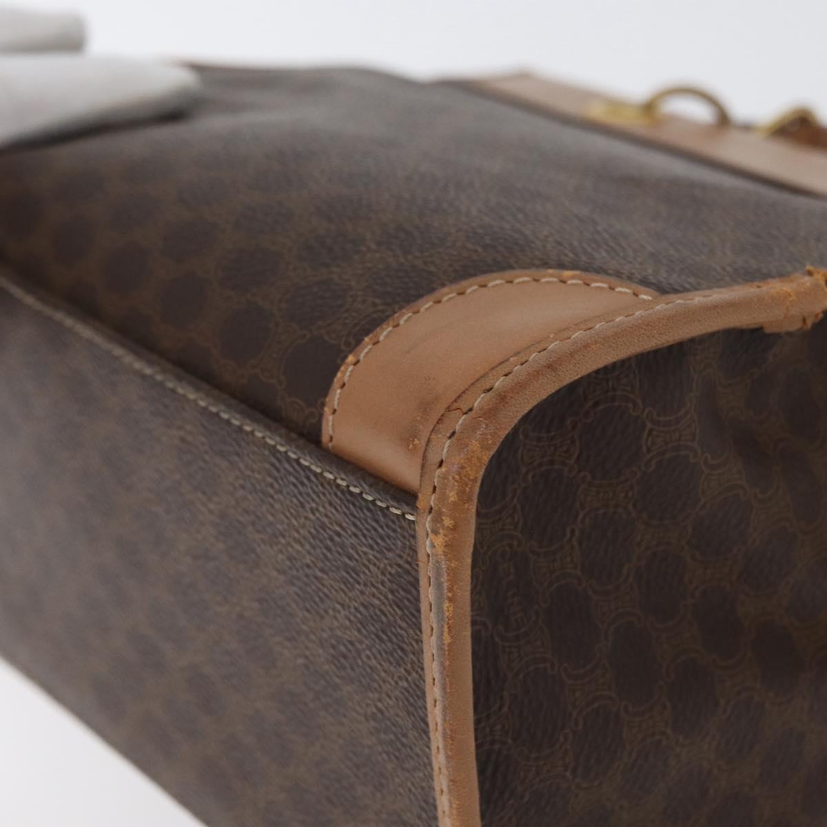 CELINE Macadam Canvas Hand Bag PVC Leather Brown Gold Auth 172965