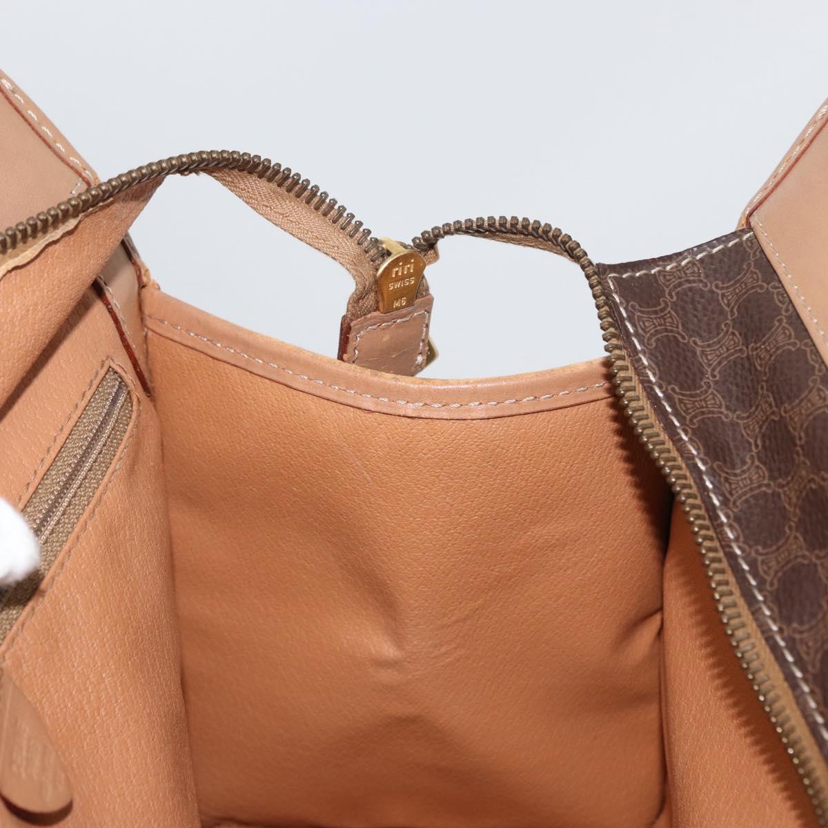 CELINE Macadam Canvas Hand Bag PVC Leather Brown Gold Auth 172965
