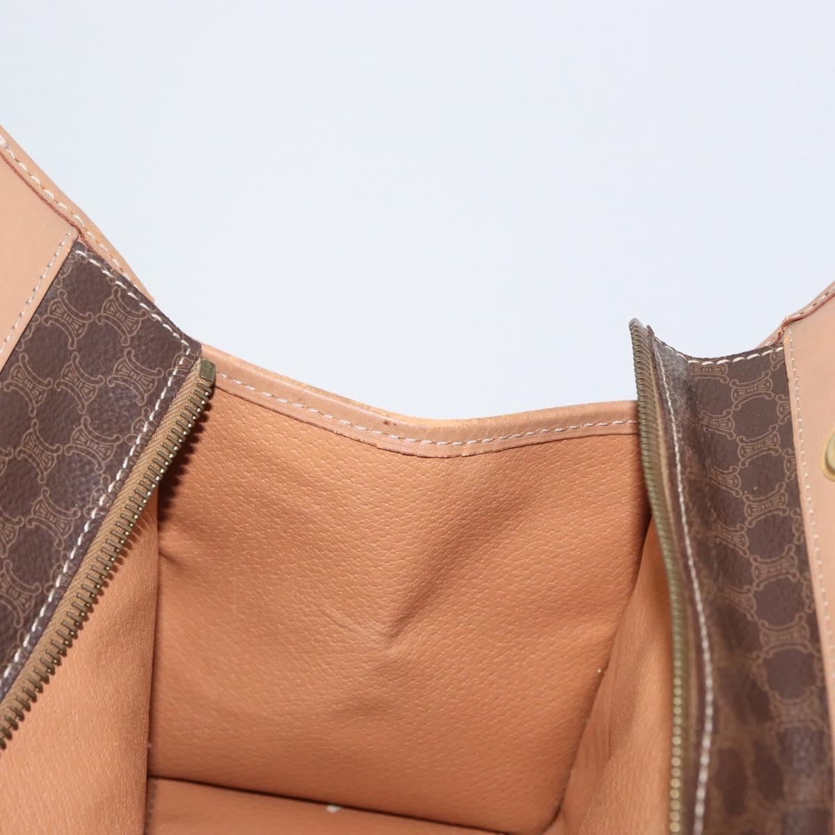 CELINE Macadam Canvas Hand Bag PVC Leather Brown Gold Auth 172965