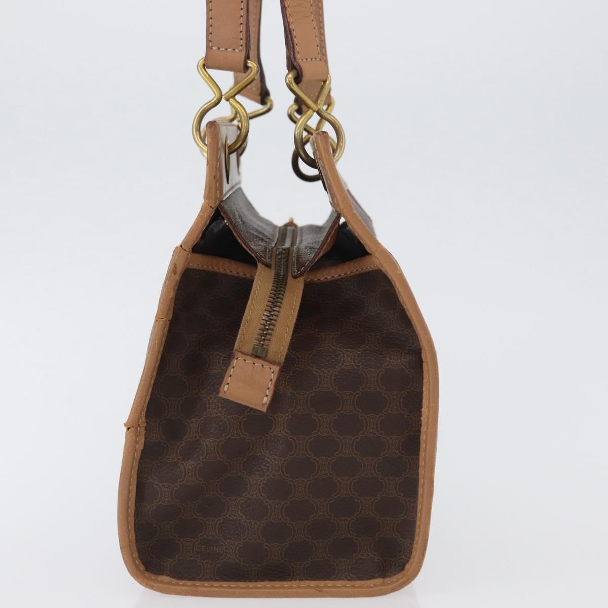 CELINE Macadam Canvas Hand Bag PVC Leather Brown Gold Auth 172965