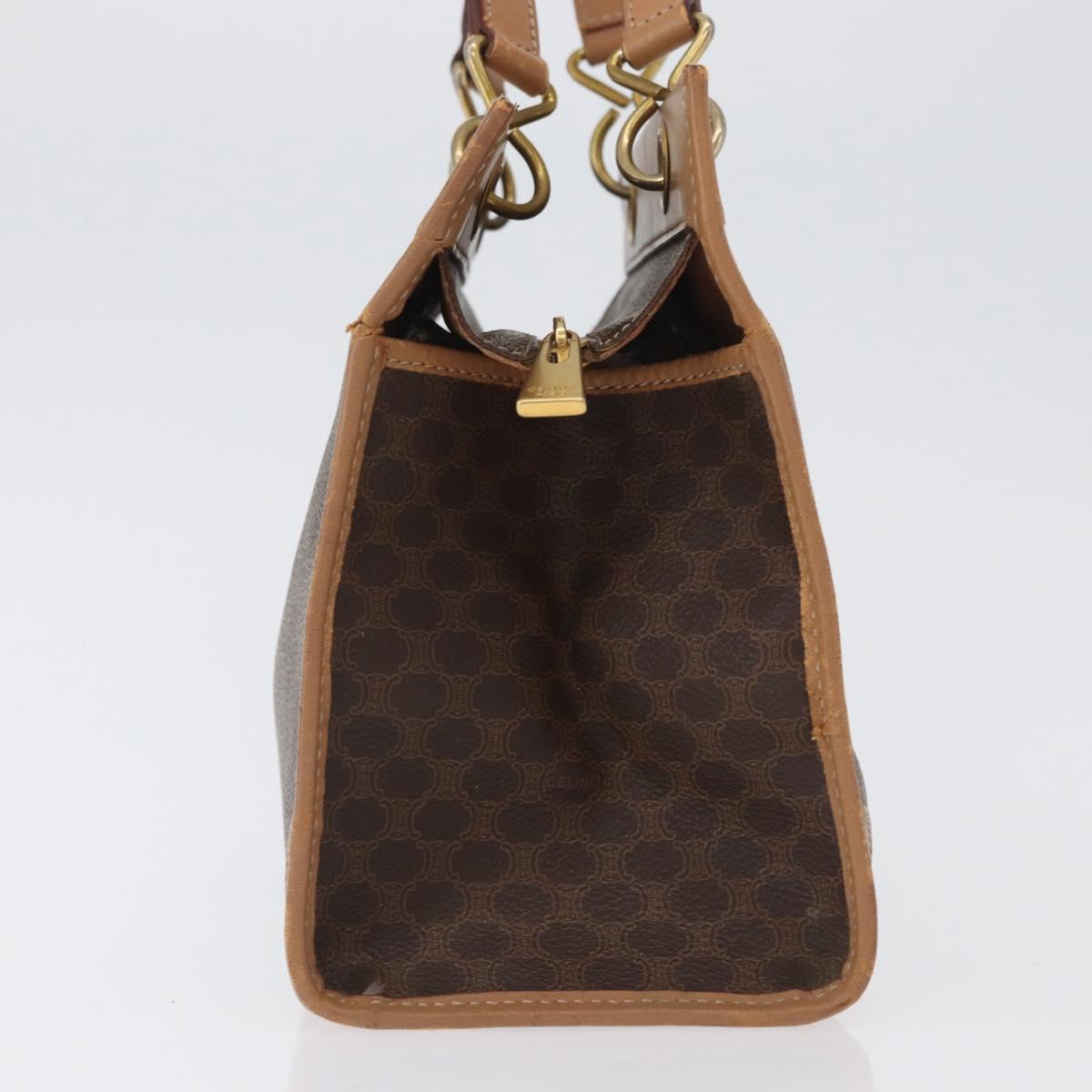 CELINE Macadam Canvas Hand Bag PVC Leather Brown Gold Auth 172965
