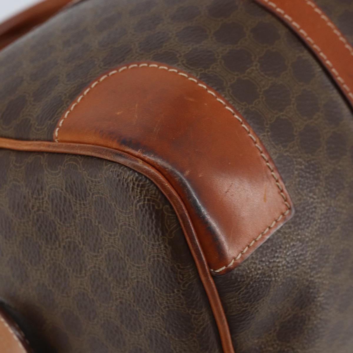 CELINE Macadam Canvas Hand Bag PVC Leather Brown Gold Auth 172968A