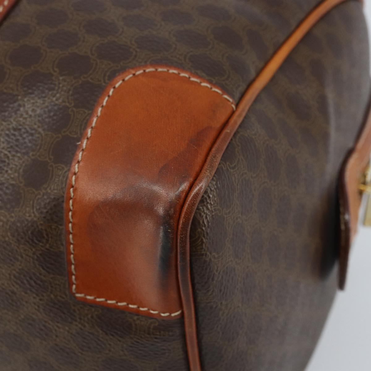 CELINE Macadam Canvas Hand Bag PVC Leather Brown Gold Auth 172968A