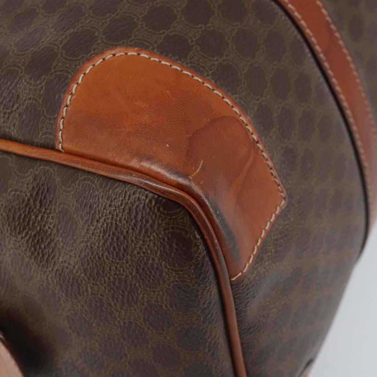 CELINE Macadam Canvas Hand Bag PVC Leather Brown Gold Auth 172968A