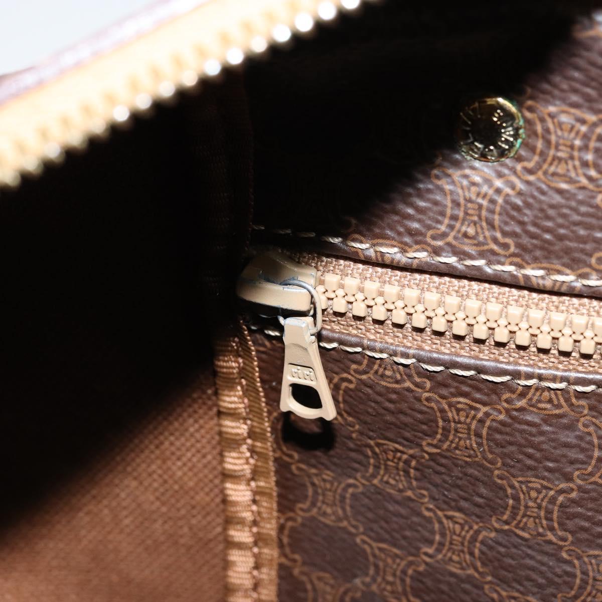 CELINE Macadam Canvas Hand Bag PVC Leather Brown Gold Auth 172968A