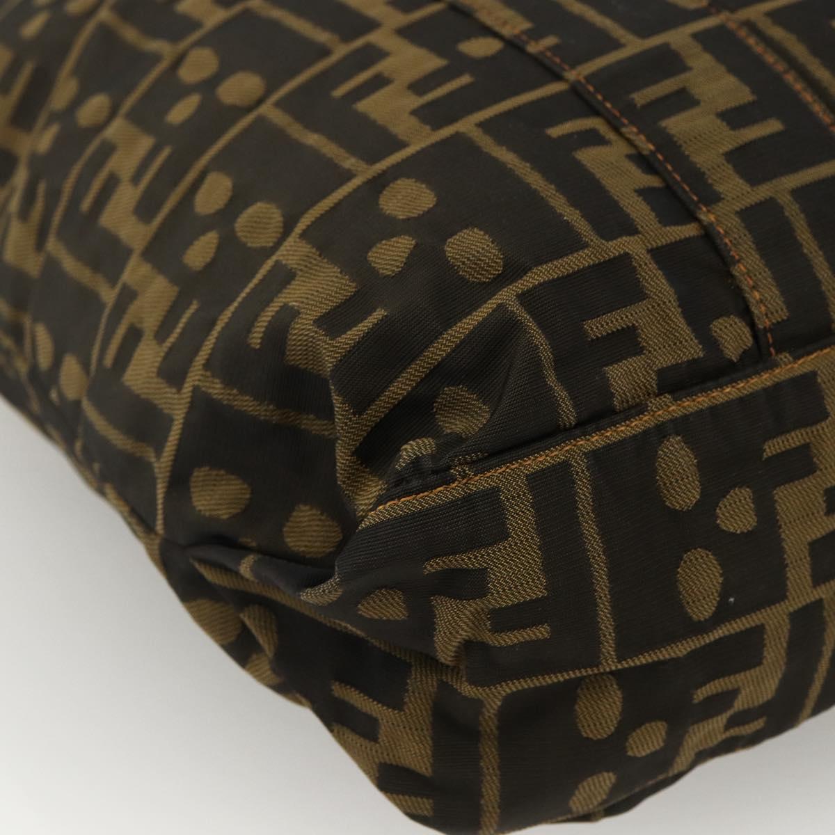 FENDI Zucca Canvas Tote Bag Brown Black Auth 172970