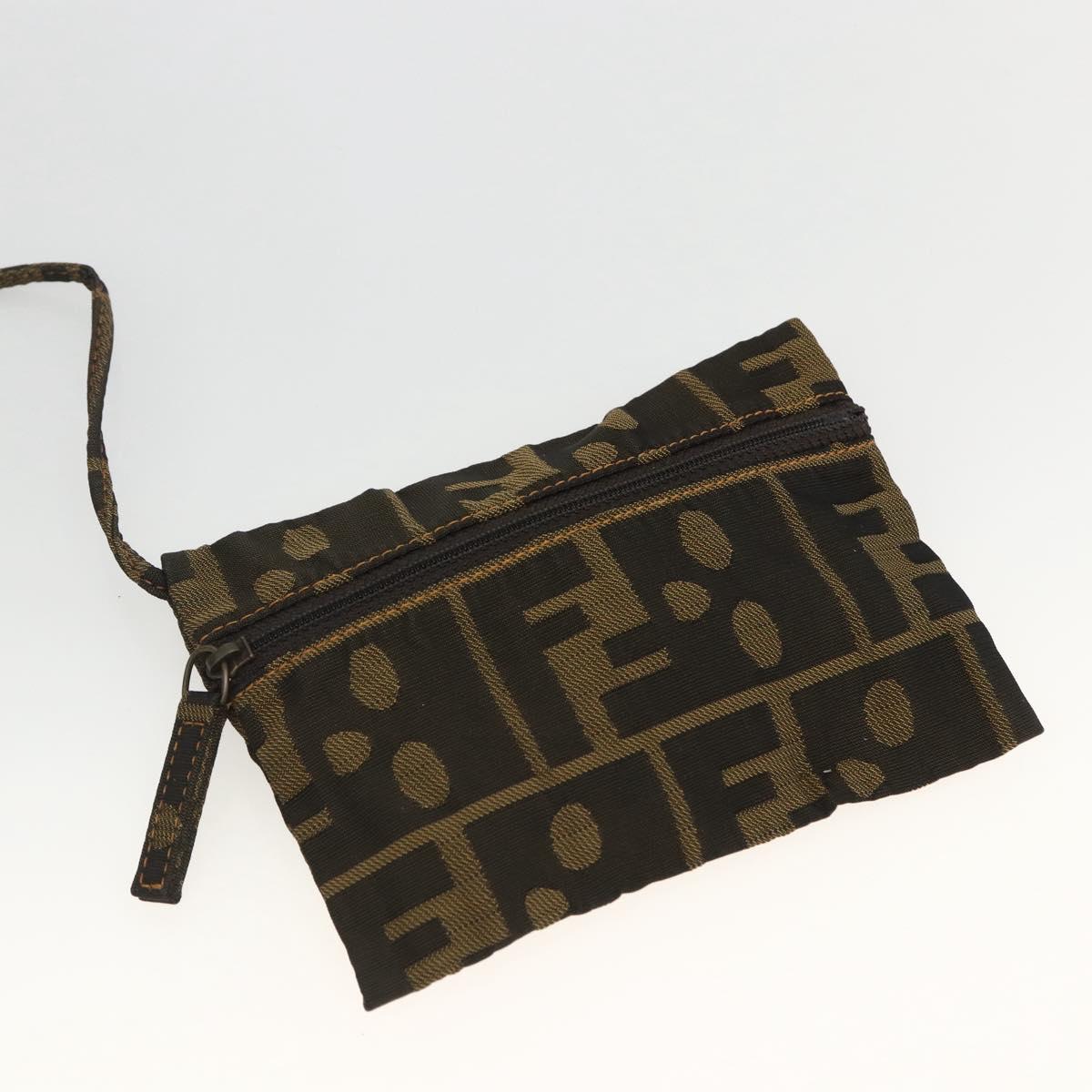 FENDI Zucca Canvas Tote Bag Brown Black Auth 172970