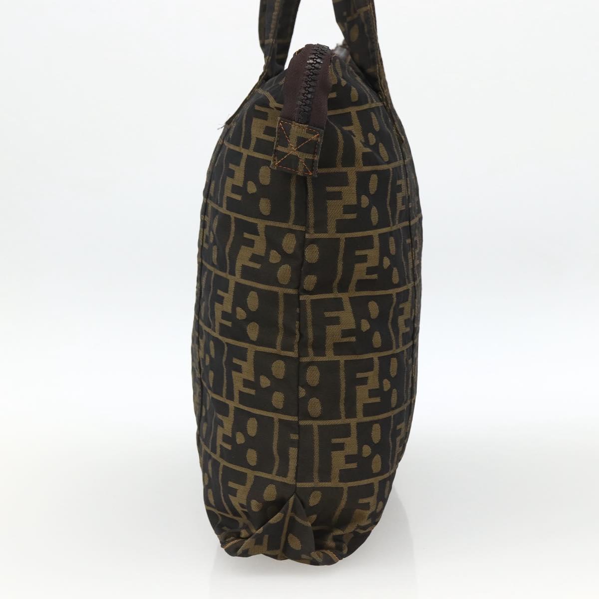 FENDI Zucca Canvas Tote Bag Brown Black Auth 172970