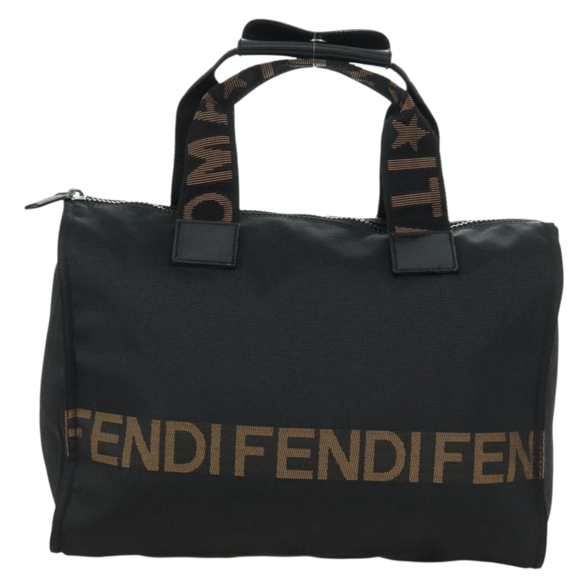 FENDI Hand Bag Nylon Black Silver Auth 172972V
