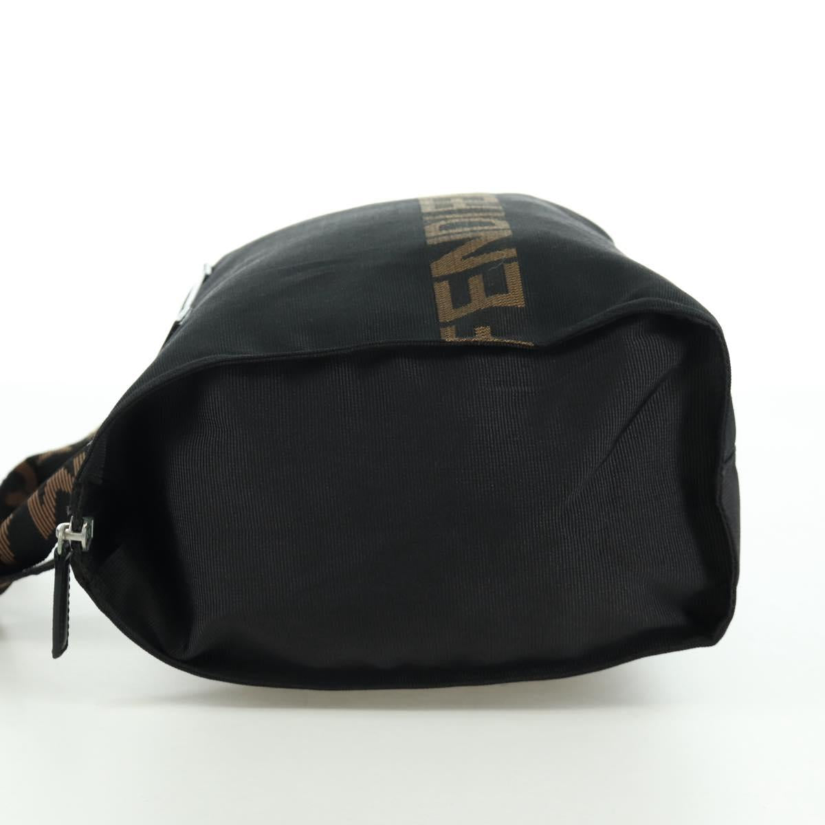 FENDI Hand Bag Nylon Black Silver Auth 172972V