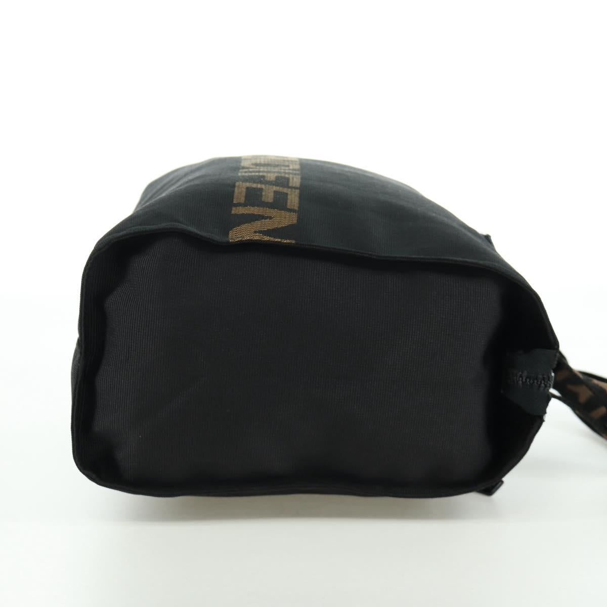 FENDI Hand Bag Nylon Black Silver Auth 172972V
