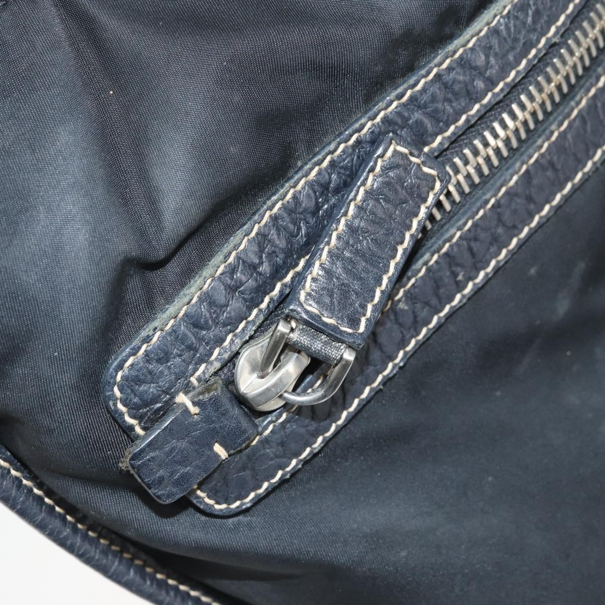 PRADA Tote Bag Nylon Black Silver Auth 172974