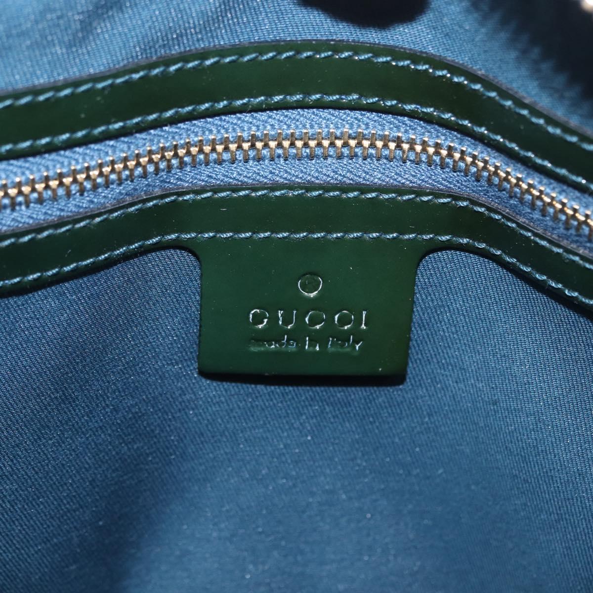 GUCCI Horsebit Hand Bag Patent leather Green Gold 145772 Auth 172977