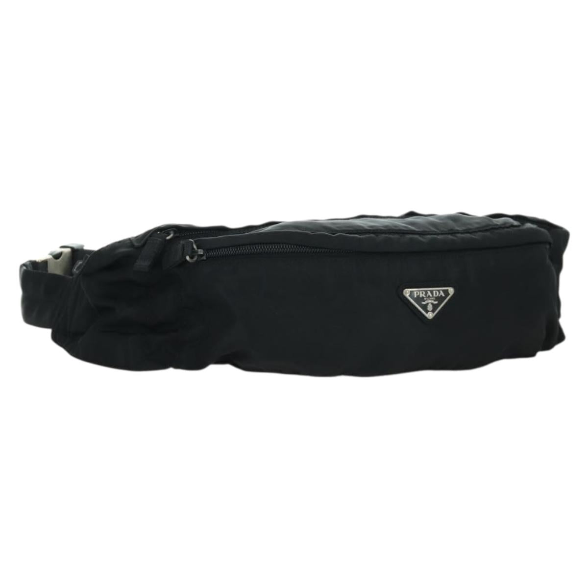 PRADA Waist bag Nylon Black Silver Auth 172984V