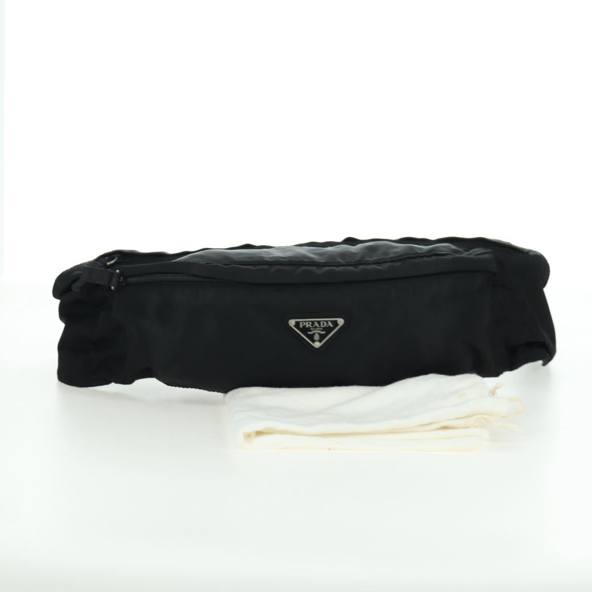 PRADA Waist bag Nylon Black Silver Auth 172984V