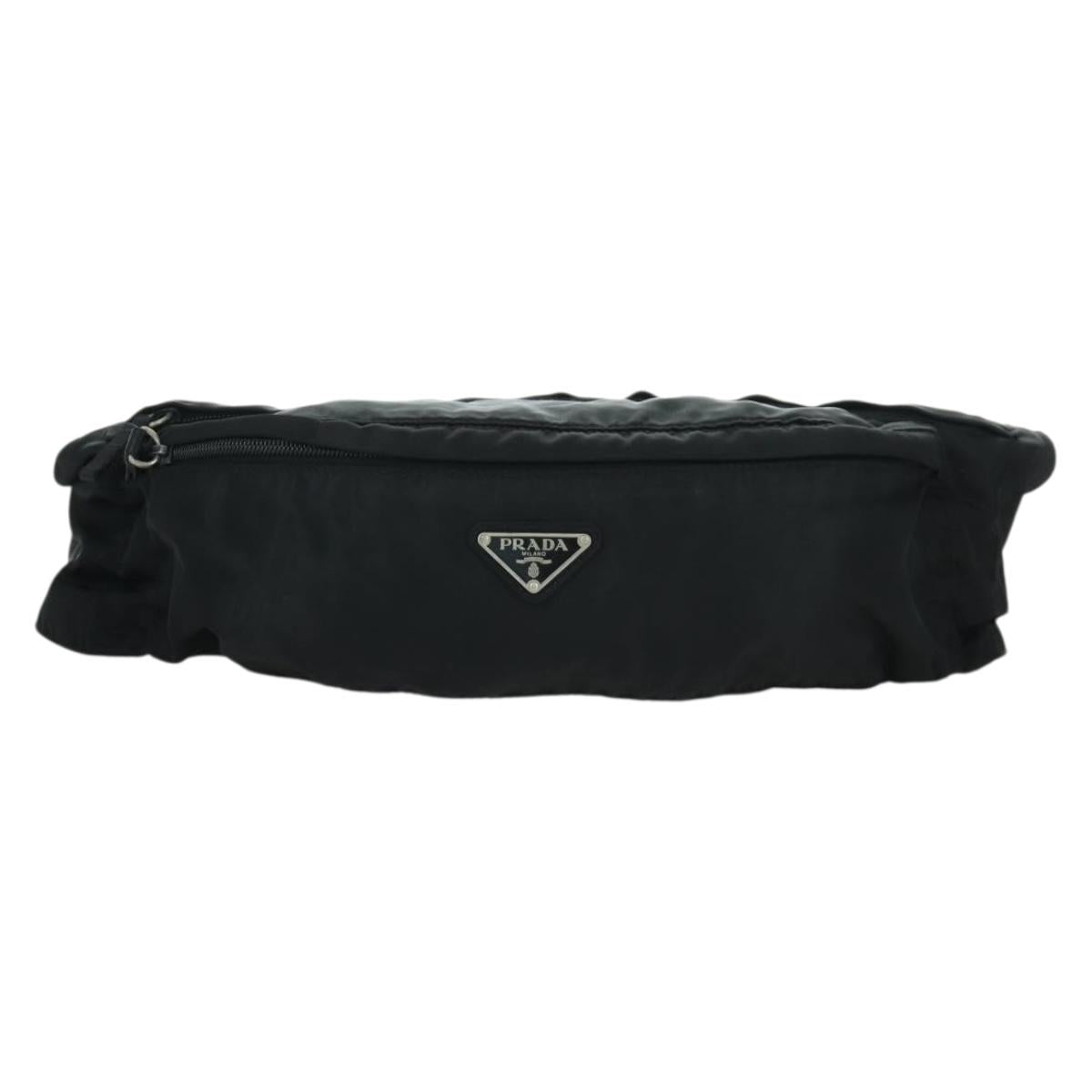 PRADA Waist bag Nylon Black Silver Auth 172984V