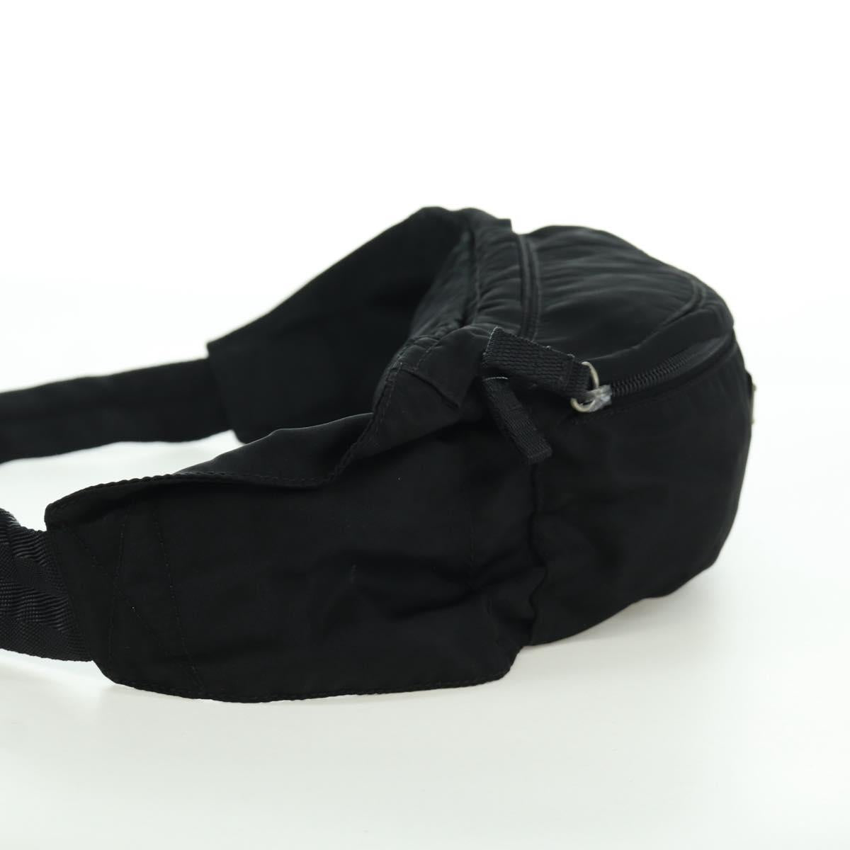 PRADA Waist bag Nylon Black Silver Auth 172984V