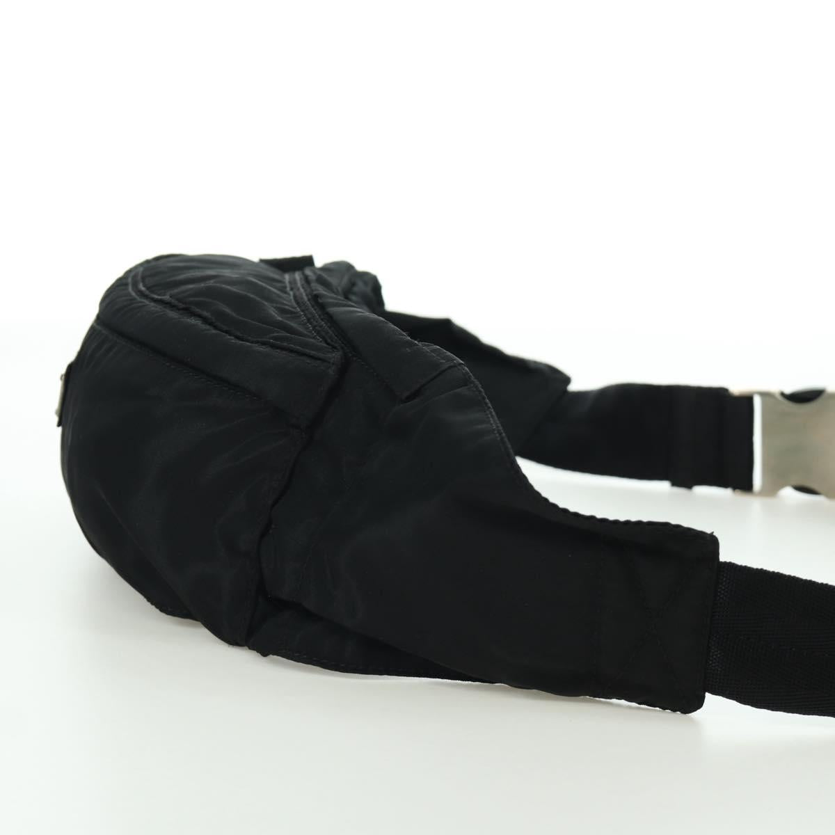 PRADA Waist bag Nylon Black Silver Auth 172984V