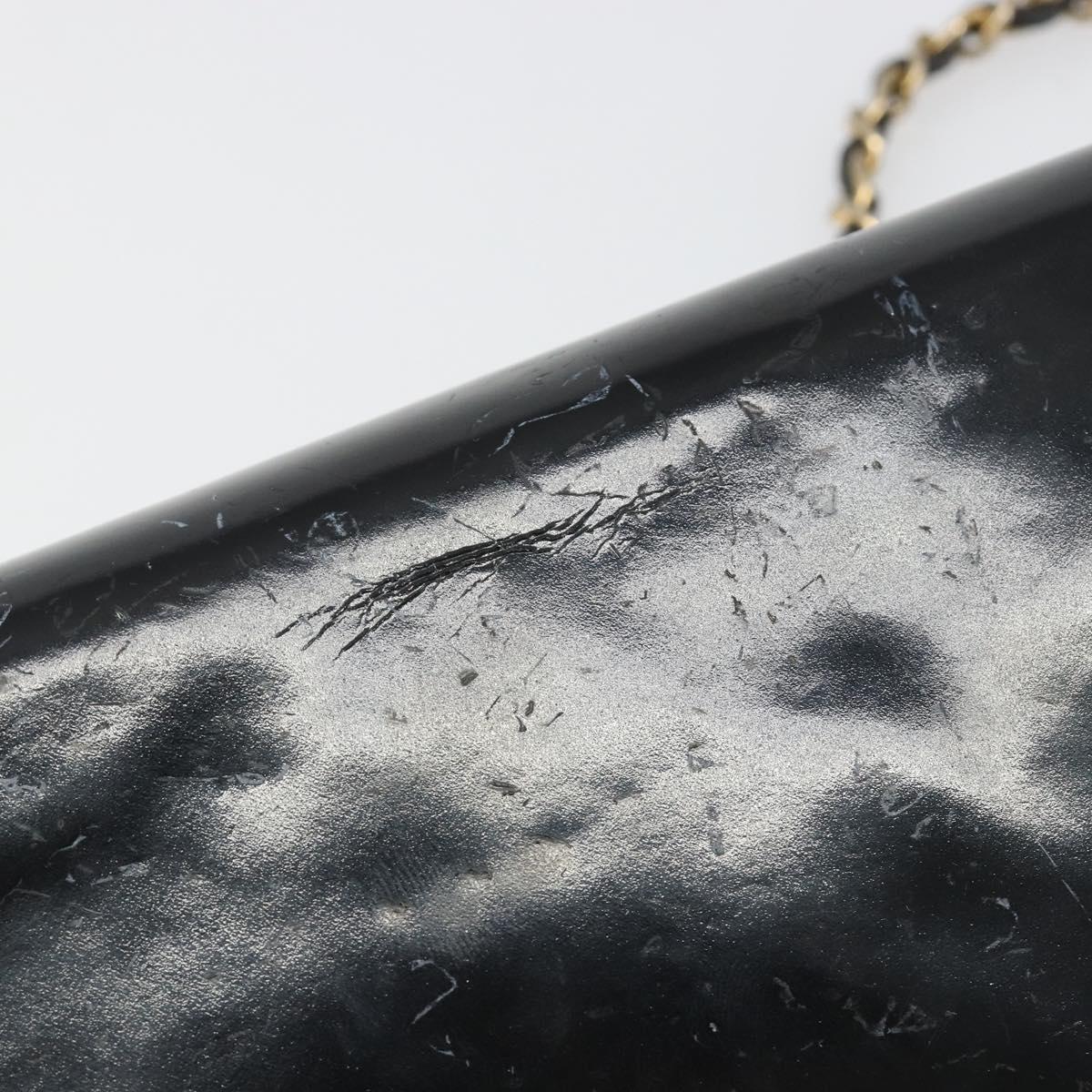 CHANEL Chain Shoulder Bag Patent leather Black Gold CC Auth 172993