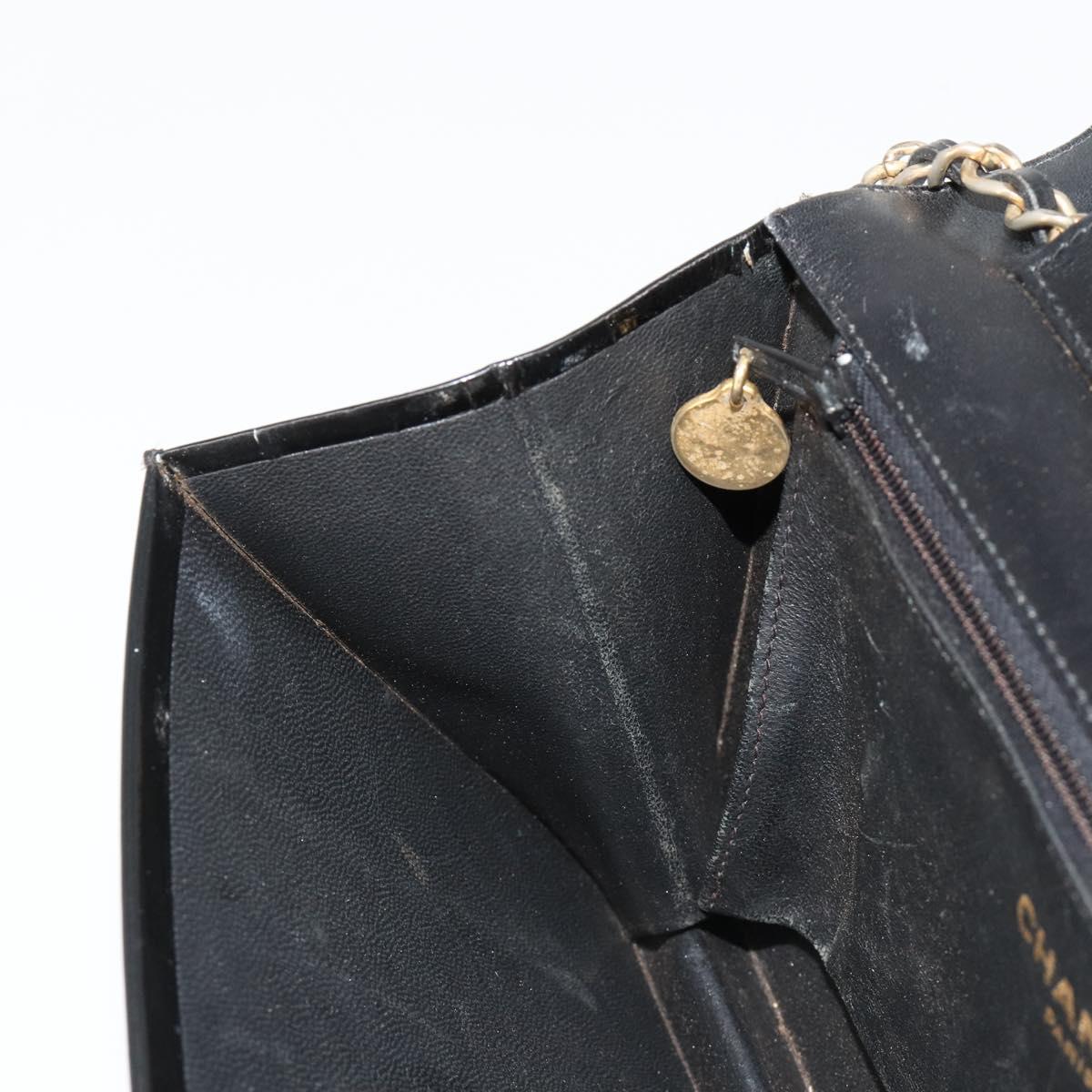 CHANEL Chain Shoulder Bag Patent leather Black Gold CC Auth 172993