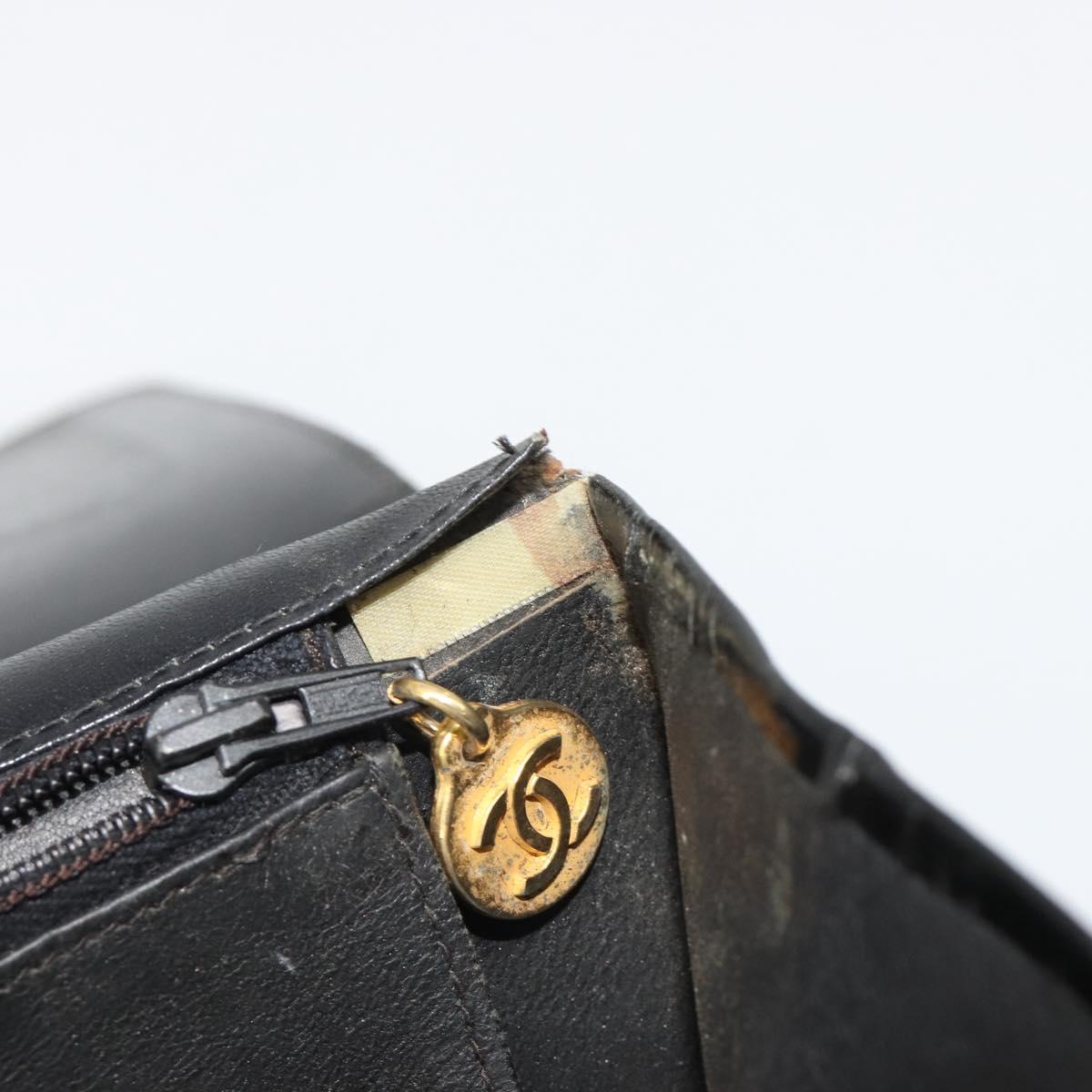 CHANEL Chain Shoulder Bag Patent leather Black Gold CC Auth 172993