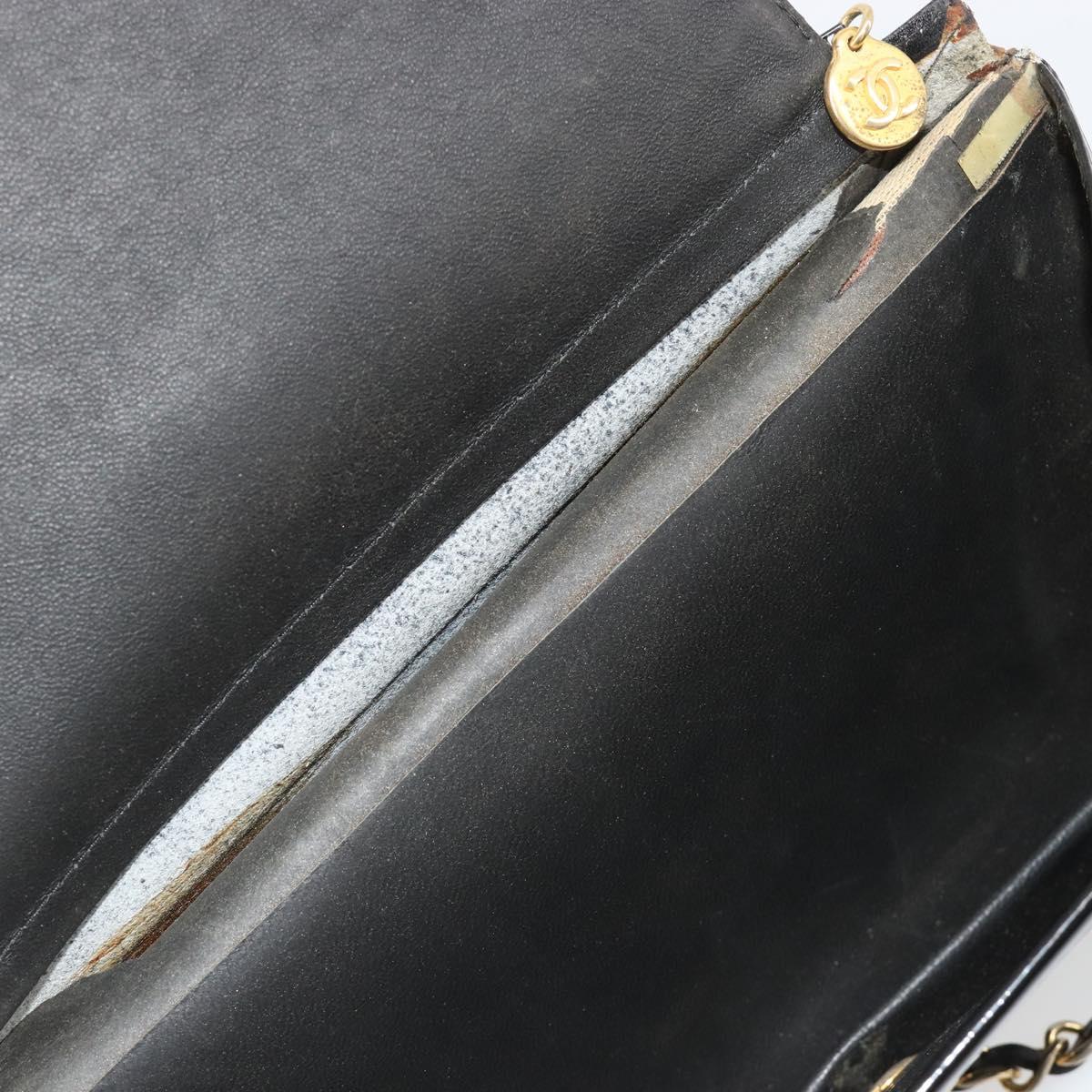 CHANEL Chain Shoulder Bag Patent leather Black Gold CC Auth 172993