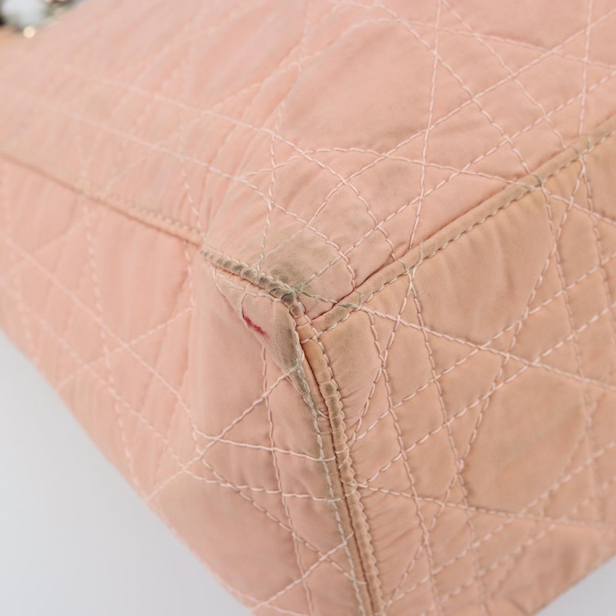 Christian Dior Lady Dior Hand Bag Nylon Pink Silver Auth 173001