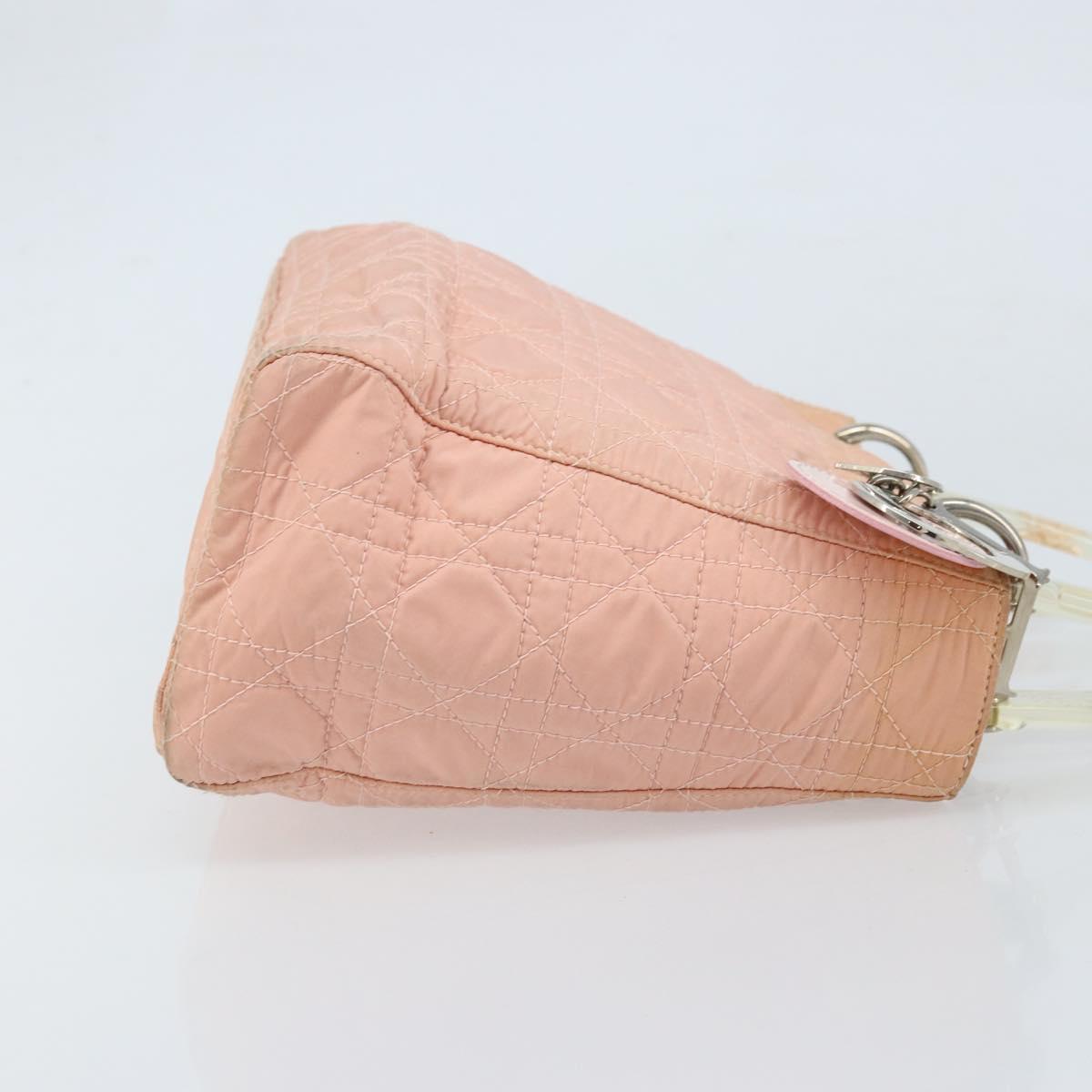 Christian Dior Lady Dior Hand Bag Nylon Pink Silver Auth 173001