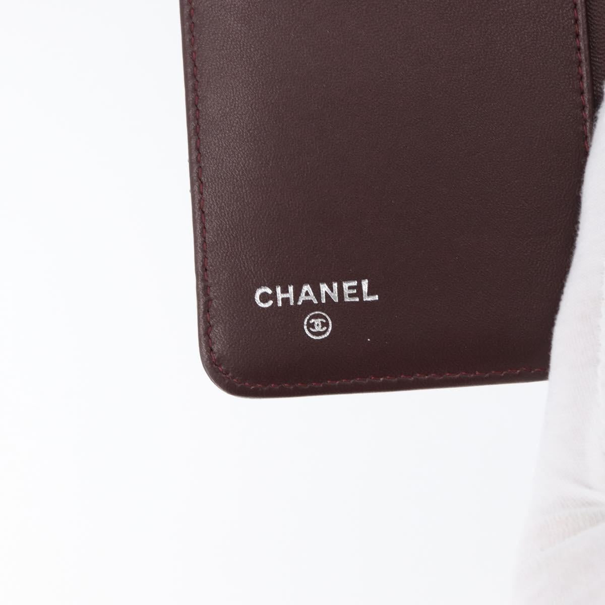 CHANEL Matelasse Bifold Wallet Lamb Skin Black Silver CC Auth 173017SAV