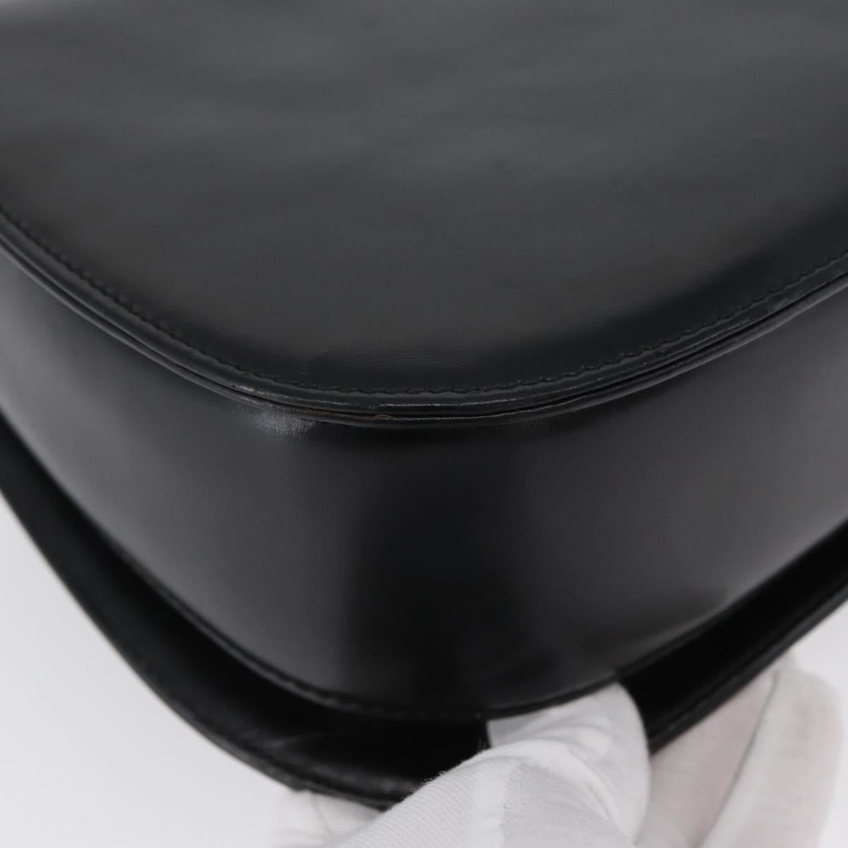 GUCCI Bamboo Hand Bag Leather Black Gold 000 1781 0633 Auth 173021