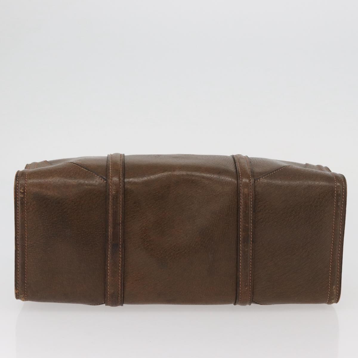 GUCCI Hand Bag Leather Brown Auth 173031
