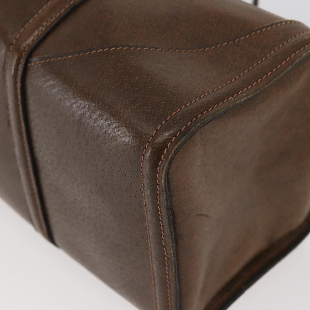 GUCCI Hand Bag Leather Brown Auth 173031