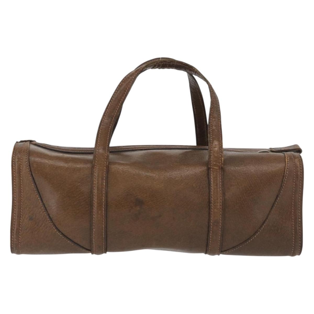 GUCCI Hand Bag Leather Brown Auth 173031