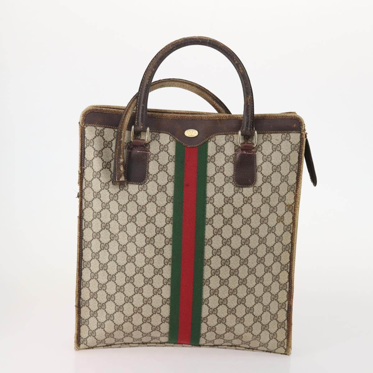 GUCCI GG Supreme Shoulder Bag PVC 3 Set Beige Navy Auth 173045