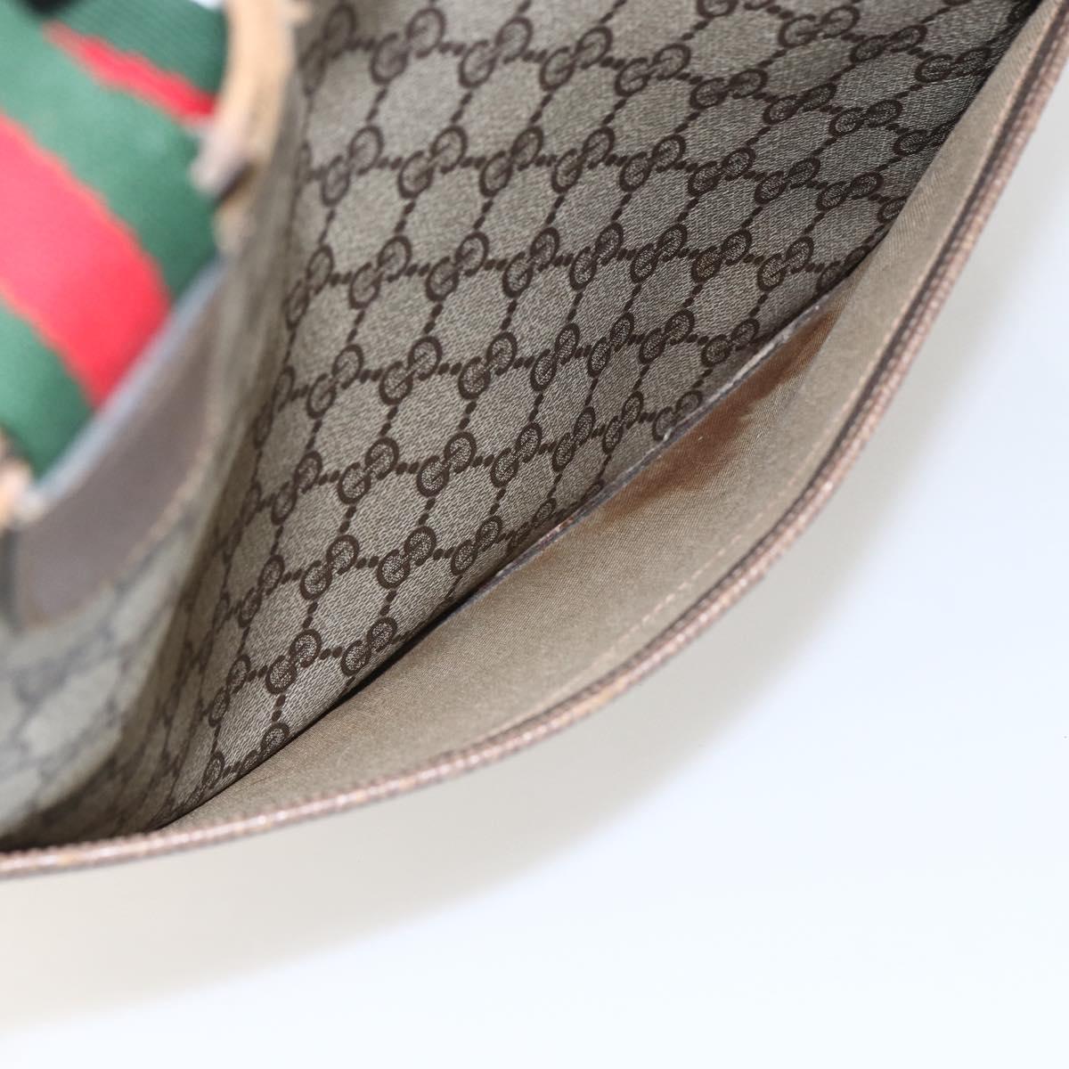 GUCCI GG Supreme Web Sherry Line Tote Bag PVC Beige 39 02 003 Auth 173103