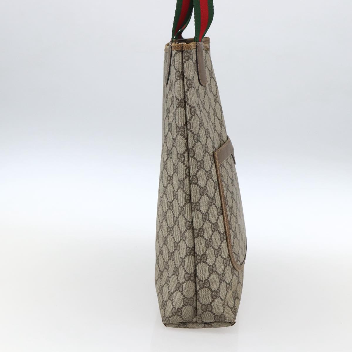 GUCCI GG Supreme Web Sherry Line Tote Bag PVC Beige 39 02 003 Auth 173103