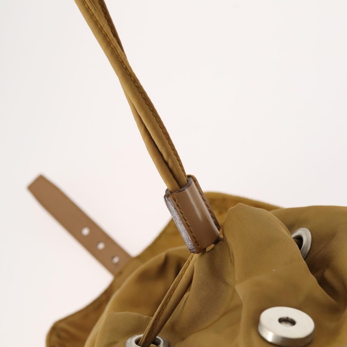 PRADA Backpack Nylon Beige Silver Auth 173115
